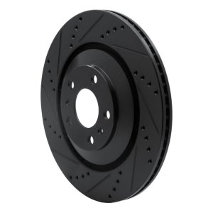 Audi S8 Brake Rotor (1) - Rear Left - R1 Concepts - Drilled & Slotted - Black - `04-`18
